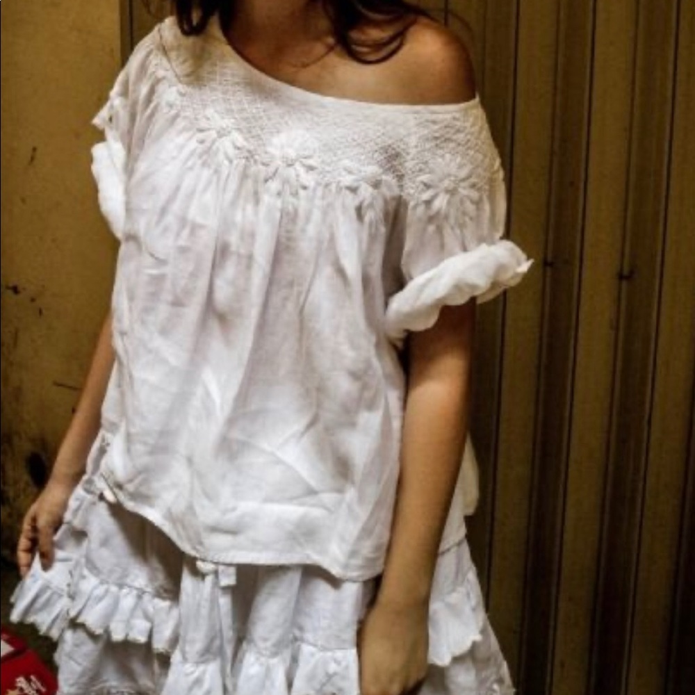 Innika Choo hand smocked linen top